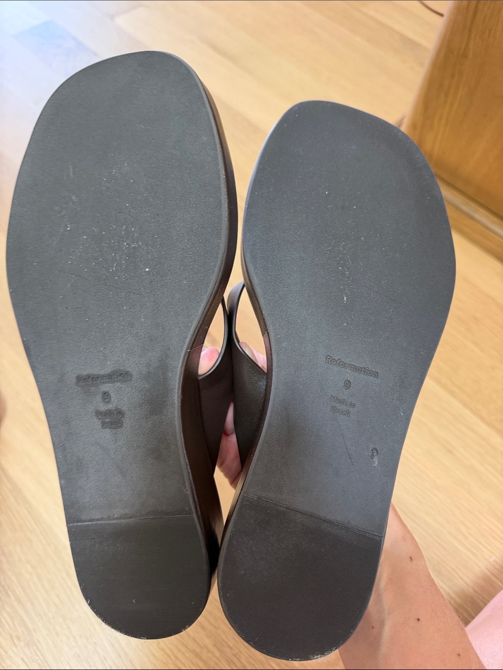 Reformation Dark Brown Platform Flip Flop Sandals - Picture 3 of 4
